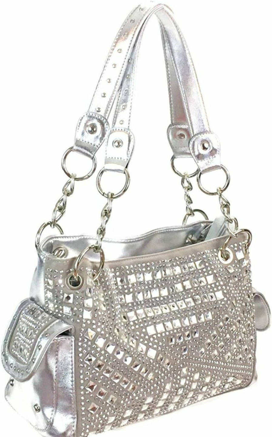 Zzfab Zzfab Gem Studded Rhinestone Concealed And Carry Purse Shoulder Handbags