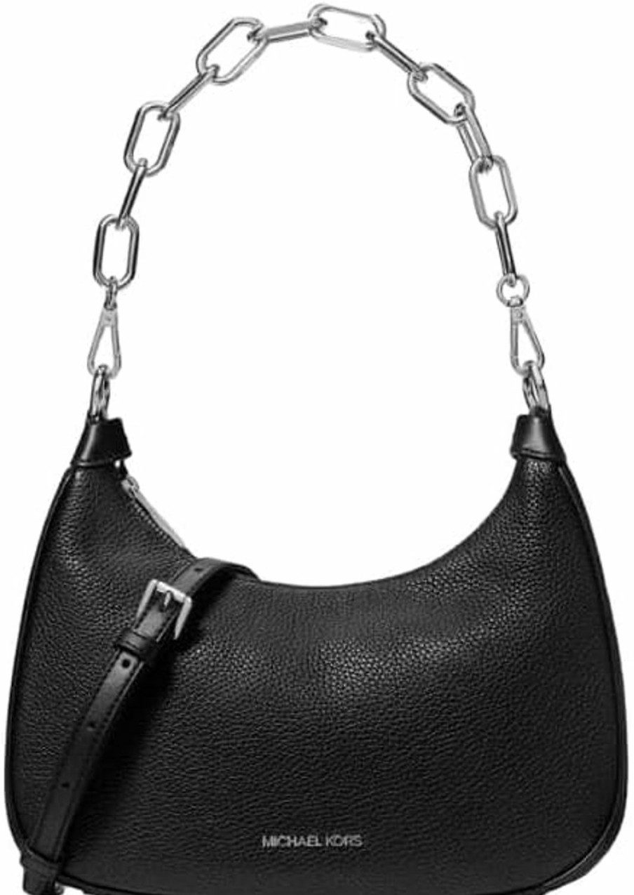 Michael Kors Michael Kors Large Cora Shoulder Chain Zip Bag (Black Silver Hw) Shoulder Handbags