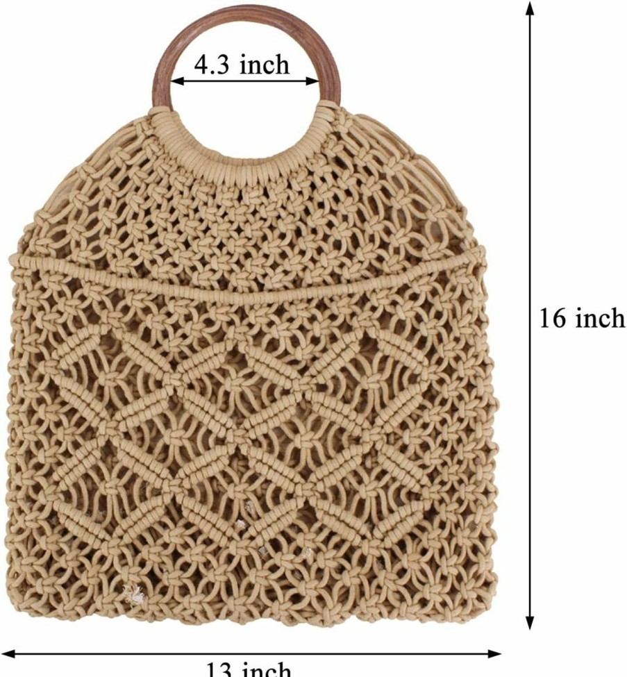 Ayliss Ayliss Handmade Straw Bag Travel Beach Fishing Net Handbag Shopping Woven Shoulder Bag For Women Shoulder Handbags