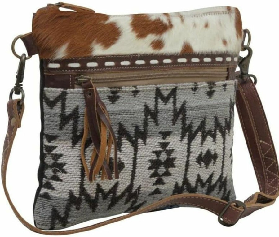 Myra Bag Western Leather Crossbody Bag For Women - Upcycled Canvas Shoulder Bag Shoulder Handbags