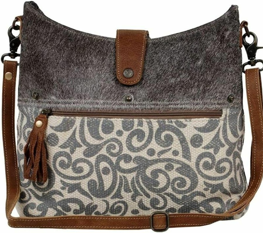 Myra Bag Myra Bag Flourish Shoulder Bag Upcycled Canvas, Rug, Leather & Cowhide S-2655 Shoulder Handbags