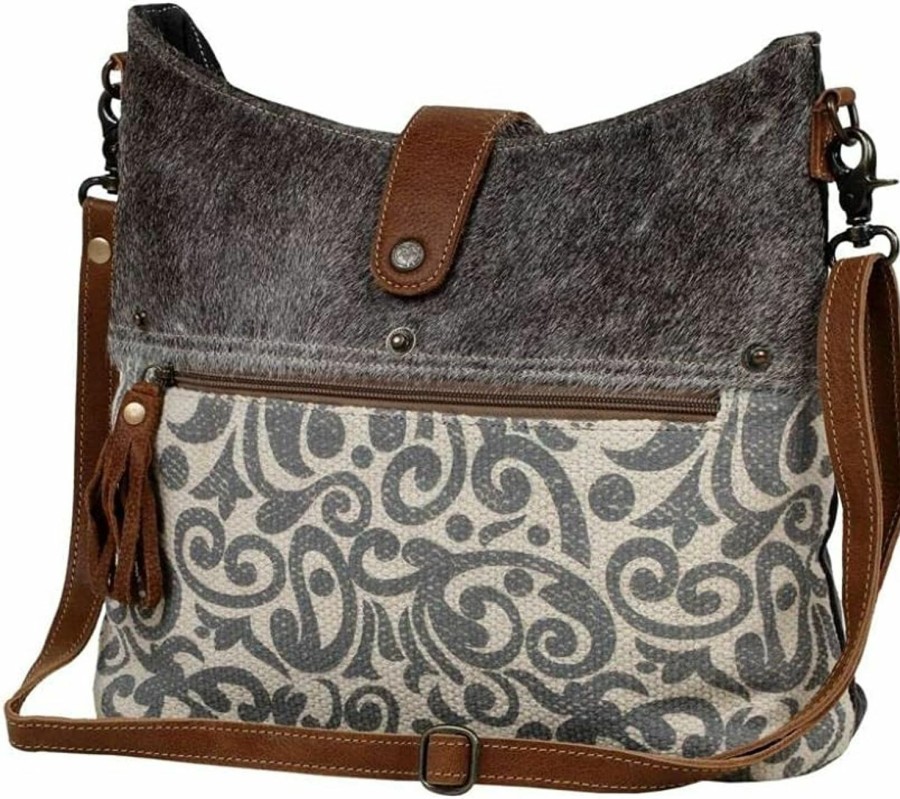 Myra Bag Myra Bag Flourish Shoulder Bag Upcycled Canvas, Rug, Leather & Cowhide S-2655 Shoulder Handbags