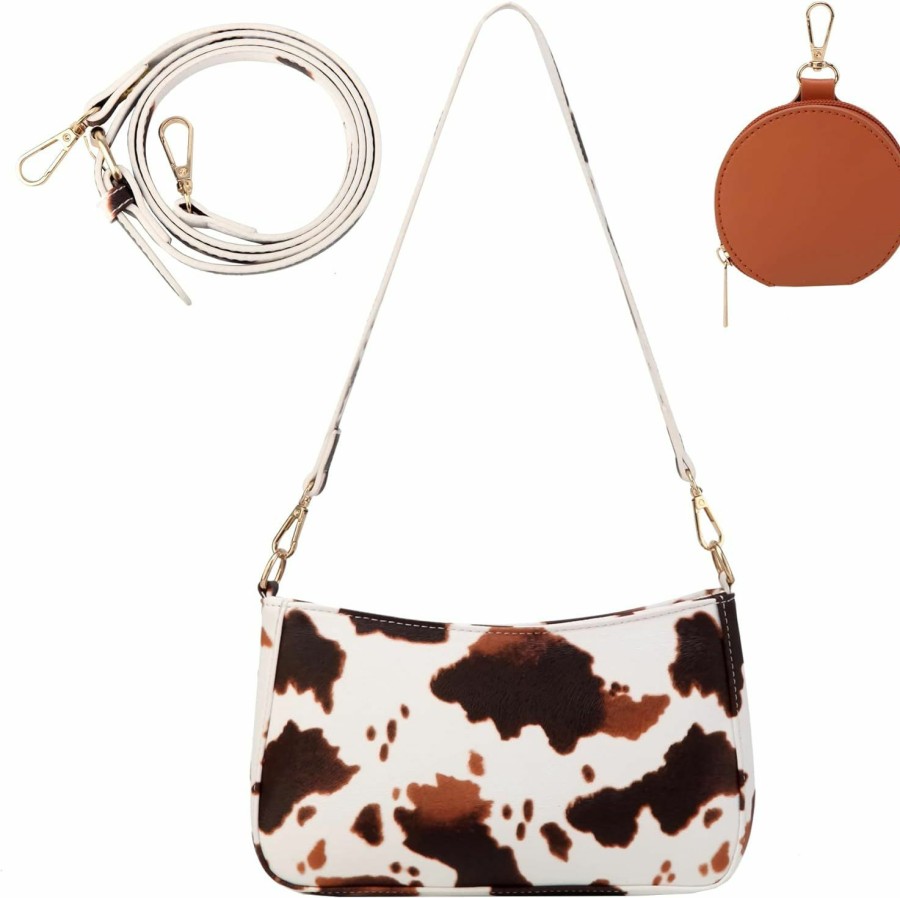 Sunwel Fashion Sunwel Fashion Women'S Cow Print Underarm Bag Small Shoulder Bag Crossbody Cluth Purse For Women With Double Straps Shoulder Handbags