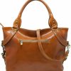 Floto Floto Olive (Honey) Brown Taormina Bag In Italian Calfskin Leather - Handbag, Shoulder Bag Shoulder Handbags