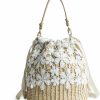 YYW Straw Crossbody Bag, Women Beach Shoulder Summer Top Handle Crossbody Round Purse Ladies Woven Fashion Crochet Shoulder Handbags