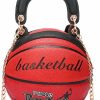 Esperlem Basketball Shaped Handbags Purse Tote Round Shoulder Messenger Cross Body Pu Bag Adjustable Strap For Women Girls Shoulder Handbags