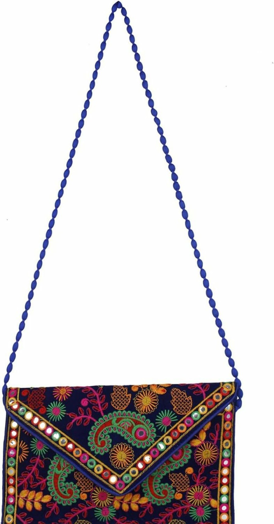 Suman Enterprises Rajasthani Designed Sling Bag, Foldover Clutch, Hand Bag, Shoulder Bag & Cross Body Bag For Women & Girls (Blue Multi Color) Shoulder Handbags