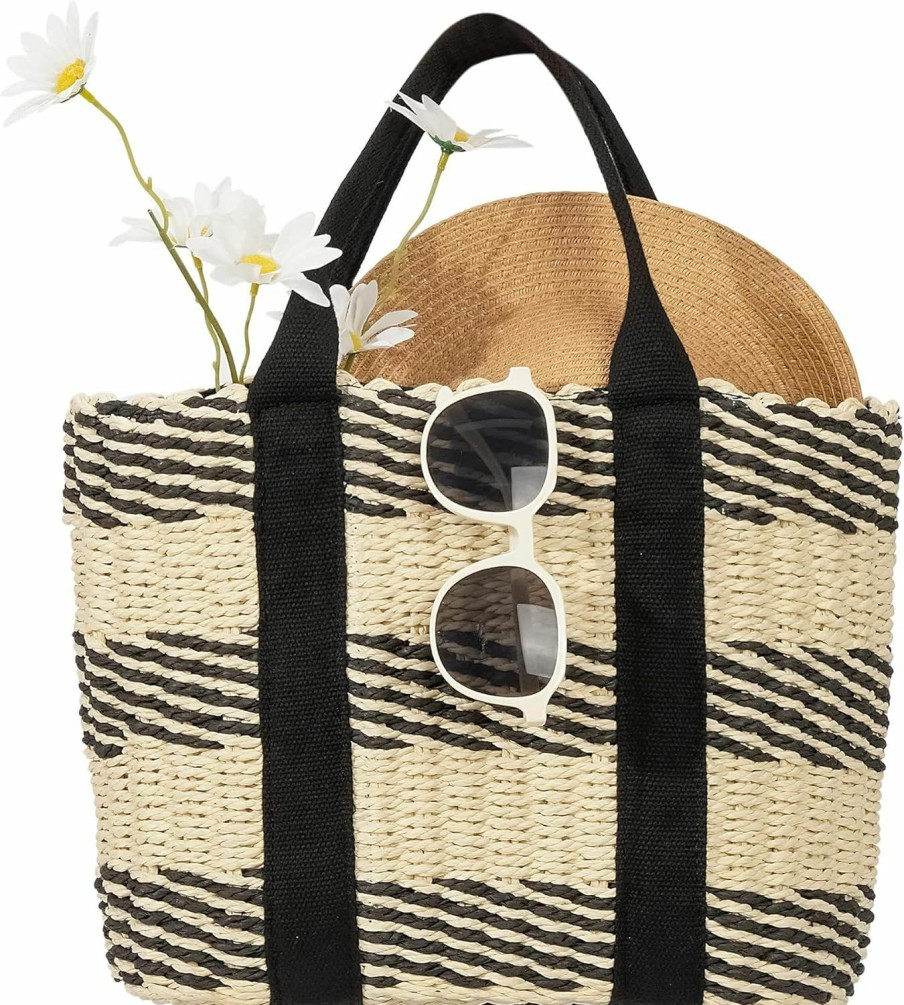 Herald Herald Large Handmade Straw Tote Purses For Women, Summer Beach Natural Weaving Chic Woven Handbags Shoulder Bags Shoulder Handbags