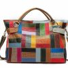 Segater Women Genuine Leather Tote Multicolour Patchwork Hollow Shoulder Handbag Purses Shoulder Handbags