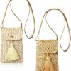 Sweetude 2 Pcs Straw Beach Bag For Women Summer Woven Straw Purse Cute Shoulder Straw Crossbody Handbags For Women Girl Shoulder Handbags