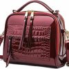 ZiMing Ziming Glossy Patent Leather Satchel Handbags For Women Top Handle Crossbody Bag Shoulder Bag Crocodile Pattern Purse Shoulder Handbags