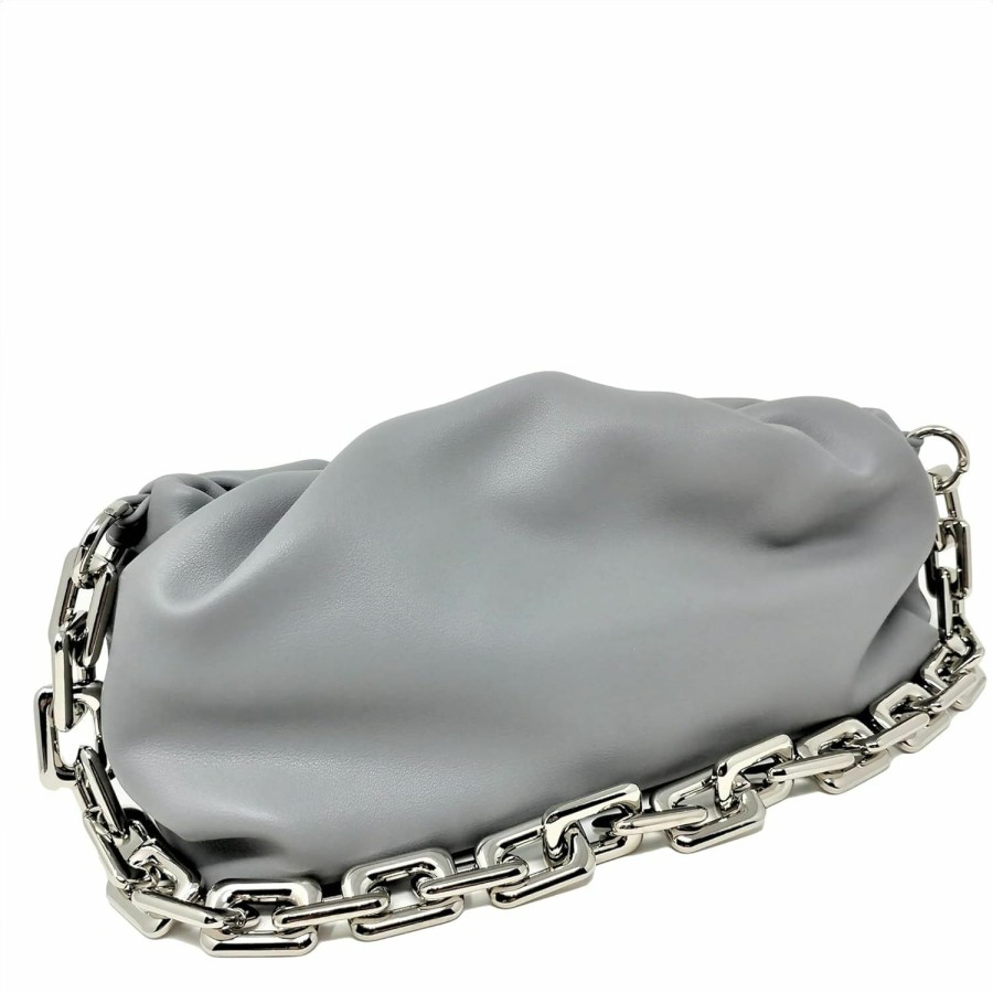 Prime Original Women'S Chain Pouch Bag | Cloud-Shaped Dumpling Clutch Purse | Ruched Chain Link Shoulder Handbag Shoulder Handbags