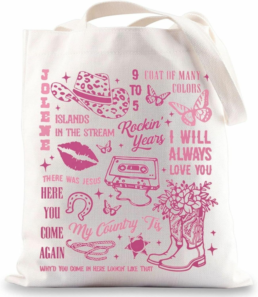 BWWKTOP Bwwktop Country Song Canvas Tote Bag Country Music Lover Gift Country Album Shoulder Bag Country Festival Merchandise Shoulder Handbags