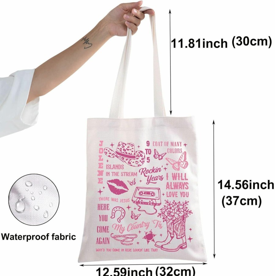 BWWKTOP Bwwktop Country Song Canvas Tote Bag Country Music Lover Gift Country Album Shoulder Bag Country Festival Merchandise Shoulder Handbags