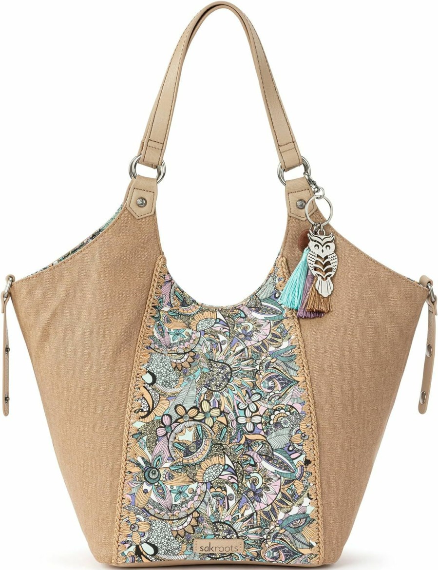 The Sak Sakroots Roma Shopper In Canvas, Dual Shoulder Straps, Mint Spirit Desert Shoulder Handbags