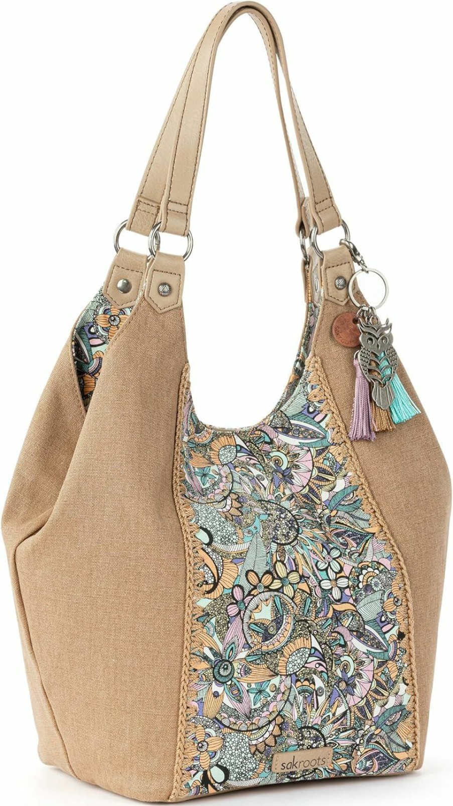 The Sak Sakroots Roma Shopper In Canvas, Dual Shoulder Straps, Mint Spirit Desert Shoulder Handbags