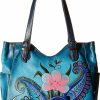 Anuschka Anna By Anuschka Womens Anna Anuschka, Handpainted Medium Bag, Denim Paisley Floral Shoulder Bag Genuine Leather, Denim Paisley Floral, One Size Us Shoulder Handbags