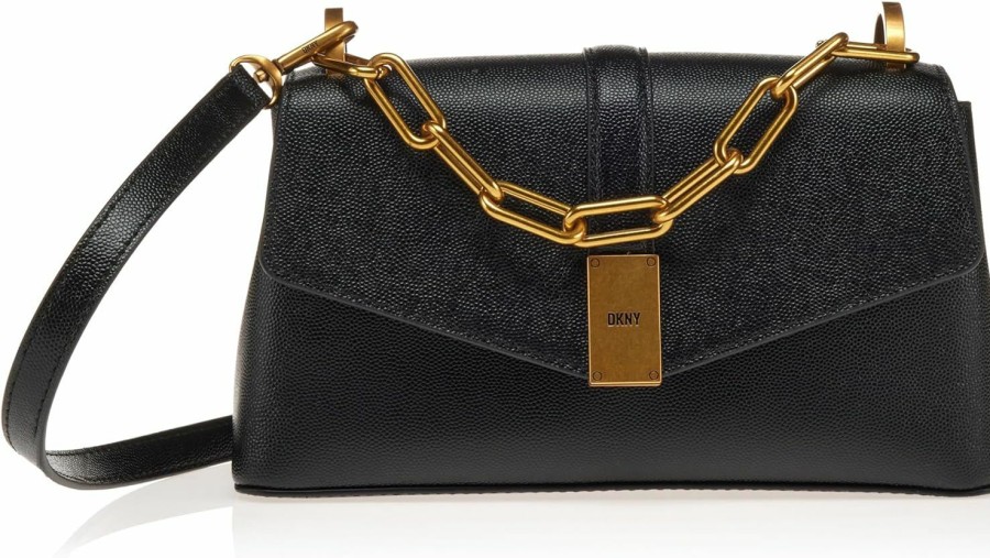 DKNY Dkny Conner Shoulder Bag, Black/Gold Shoulder Handbags