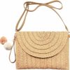 QRZEK Qrzek Straw Crossbody Bag Straw Shoulder Bag Casual Beach Straw Handmade Bag For Women Shoulder Handbags