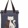 KAUKKO Kaukko Women Canvas Handbag Shoulder Bag Cat Big Tote Bag Shoulder Handbags