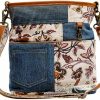 Myra Bag Myra Bag Western Leather Shoulder Bag For Women - Upcycled Canvas Crossbody Traverse Shoulder Handbags