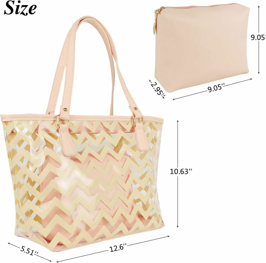 MICOM Micom Clear Tote Bags With Full Chevron Stripe Shoulder Handbag With Interior Pocket Shoulder Handbags