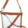 HOXIS Women'S Clear Pvc Bucket Top Handle Crossbody Bag With Vegan Leather Trim Transparent Shoulder Handbag Shoulder Handbags