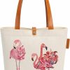 So'each So'Each Canvas & Beach Tote Bag Three Flamingos Love Graphic Handbag Shoulder Bag Shoulder Handbags