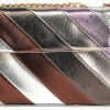 Rejolly Rejolly Rainbow Stripe Crossbody Shoulder Bag For Women Color Blocking Pu Leather Colourful Flap Purse With Chain Strap Shoulder Handbags