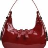 PLOVELXN Women'S Crescent Shoulder Bags Retro Y2K 90S Hobo Handbags,Pu Leather Handle Underarm Clutch Purses,Cherry Red Shoulder Bags Shoulder Handbags