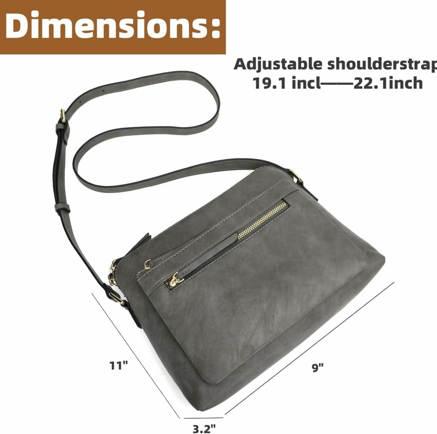 KouLi Buir Kouli Buir Crossbody Handbags And Purses For Women Triple Zip Pu Leather Sling Crossover Shoulder Bag Shoulder Handbags