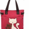 Valentoria Valentoria Canvas Tote Handbag For Women Cute Cat Embroidery Shoulder Purse Large Zipper Travel Work Shopping Grocery Bags Shoulder Handbags