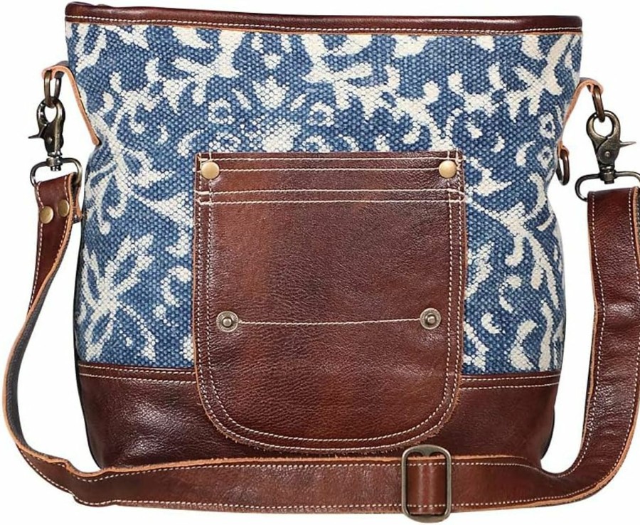 Myra Bag Myra Bags Blue Bliss Canvas, Leather & Rug Shoulder Bag S-1950 Shoulder Handbags