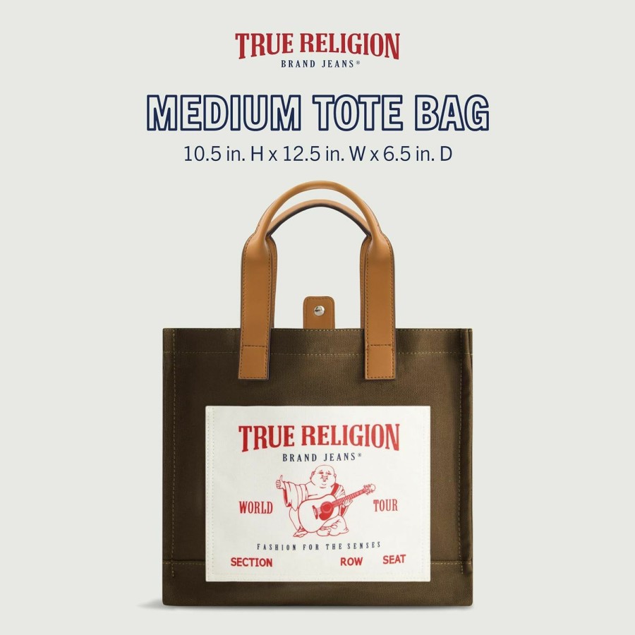 True Religion True Religion Tote, Women'S Medium Travel Shoulder Bag With Adjustable Strap Shoulder Handbags