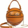 OHIW Ohiw Women'S Basketball Shoulder Bag Messenger Bag Handbag Mini Round Bag Pu Bag, Zipper Closure, Suitable For Women Shoulder Handbags