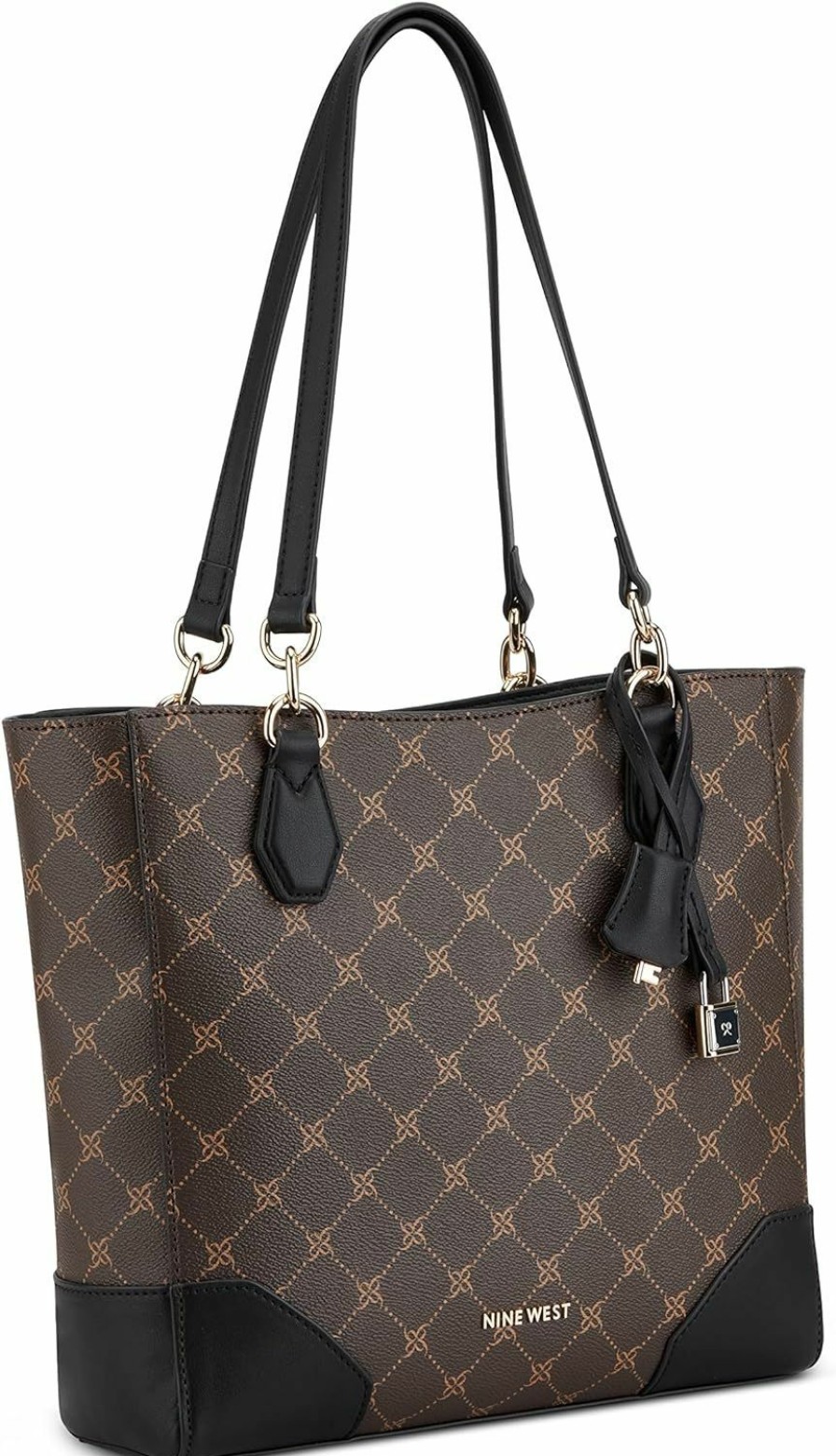 Nine West Nine West Brooklyn Small Jet Set Tote, Brownblack Shoulder Handbags