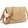 YIKOEE Yikoee Straw Purse For Women Summer Beach Woven Bag With Pompom Shoulder Handbags