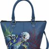 Anna by Anuschka Anna By Anuschka Women'S Hand-Painted Leather Shoulder Tote, Turtle Reef Sapphire Shoulder Handbags