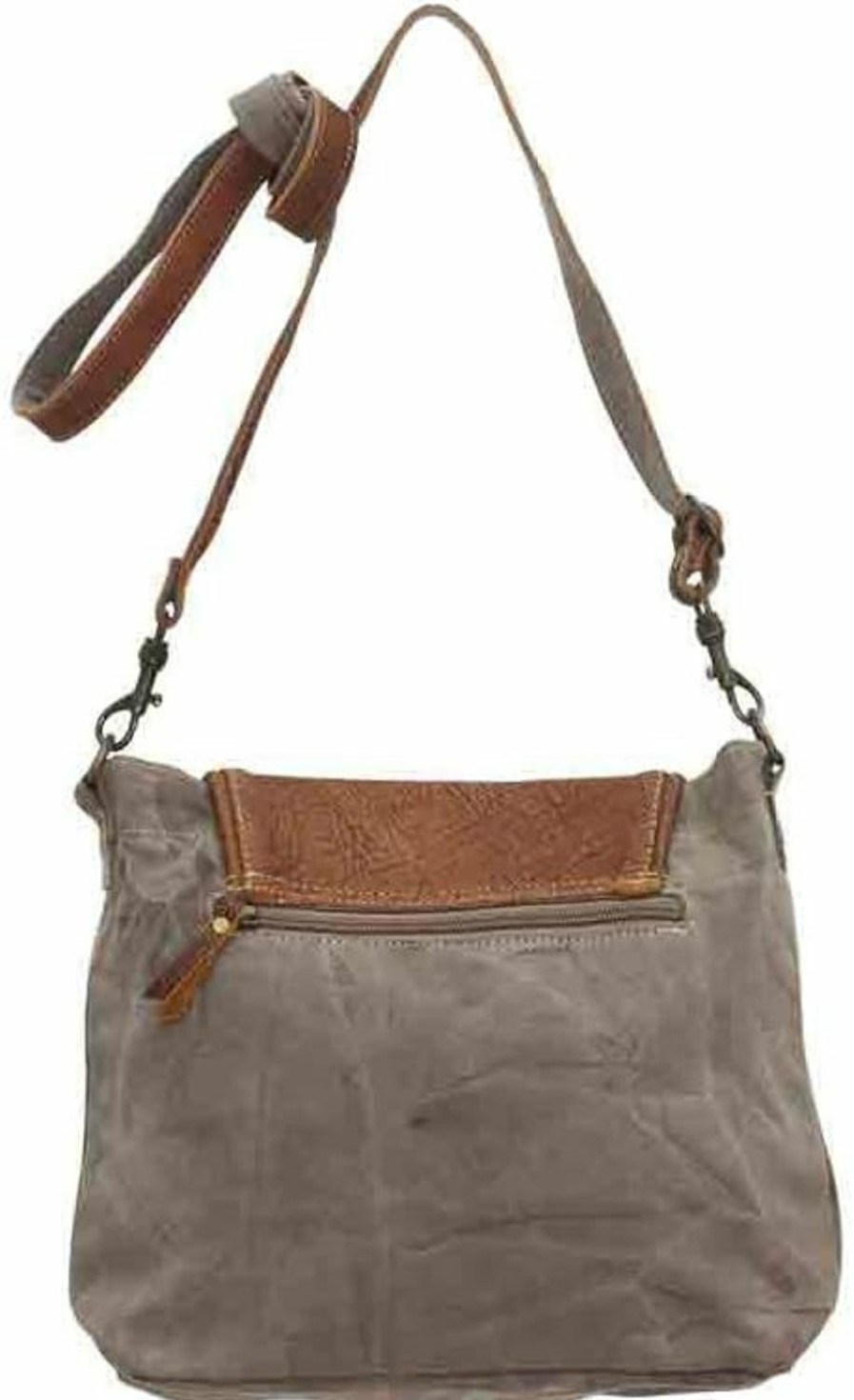 Myra Bag The Flap-Over Upcycled Canvas And Genuine Leather Crossbody Bag Shoulder Handbags