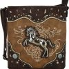 WESTERN ORIGIN Western Style Horse Purse Embroidered Floral Rhinestone Studs Crossbody Handbags Cowgirl Country Women Single Shoulder Bag Shoulder Handbags