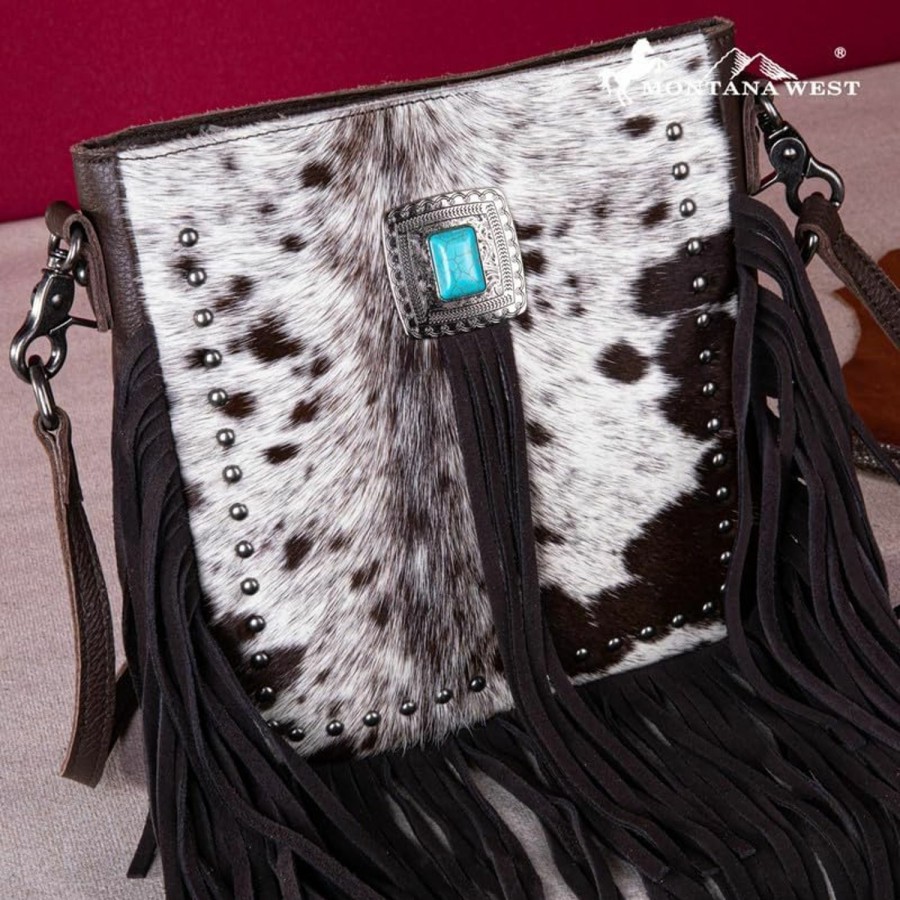 Montana West Cowhide Purse Fringe Western Purses For Women Small Crossbody Bags Wallet Leather Shoulder Cross Body Bag Messenger Handbag Lss-Mwr-063Cf Shoulder Handbags