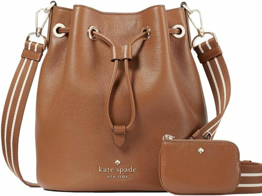 Kate Spade New York Kate Spade New York Women'S Rosie Pebbled Leather Large Bucket Bag, Warm Gingerbread Shoulder Handbags