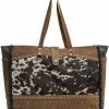 Myra Bag Western Leather Weekender Bag For Women - Cotton & Upcycled Canvas Boho Shoulder Bag Shoulder Handbags