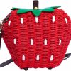 123Arts 123Arts Women'S Strawberry Fruit Weave Shoulder Bag Messenger Bag Beach Bag Purse, Red, 21*18Cm Shoulder Handbags