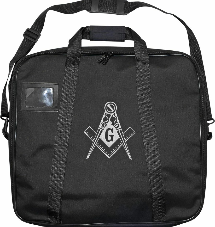 UK EMPIRE GROUP LIMITED Uk Empire Group Limited Masonic Apron Case Mm/Wm Size With Silver Square And Compass (Printed) | Soft Style Display Bag Shoulder Handbags