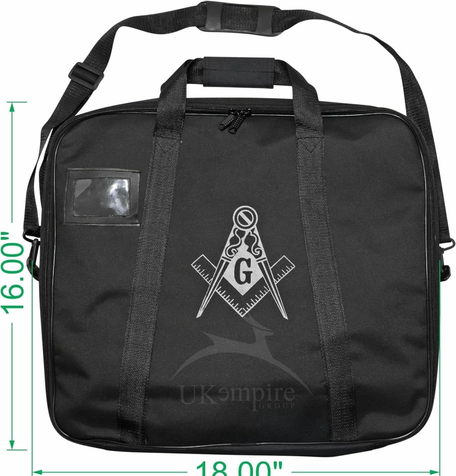 UK EMPIRE GROUP LIMITED Uk Empire Group Limited Masonic Apron Case Mm/Wm Size With Silver Square And Compass (Printed) | Soft Style Display Bag Shoulder Handbags