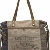 Myra Bag Myra Bags Life Always Upcycled Canvas Shoulder Bag S-0948, Tan, Khaki, Brown, One_Size Shoulder Handbags