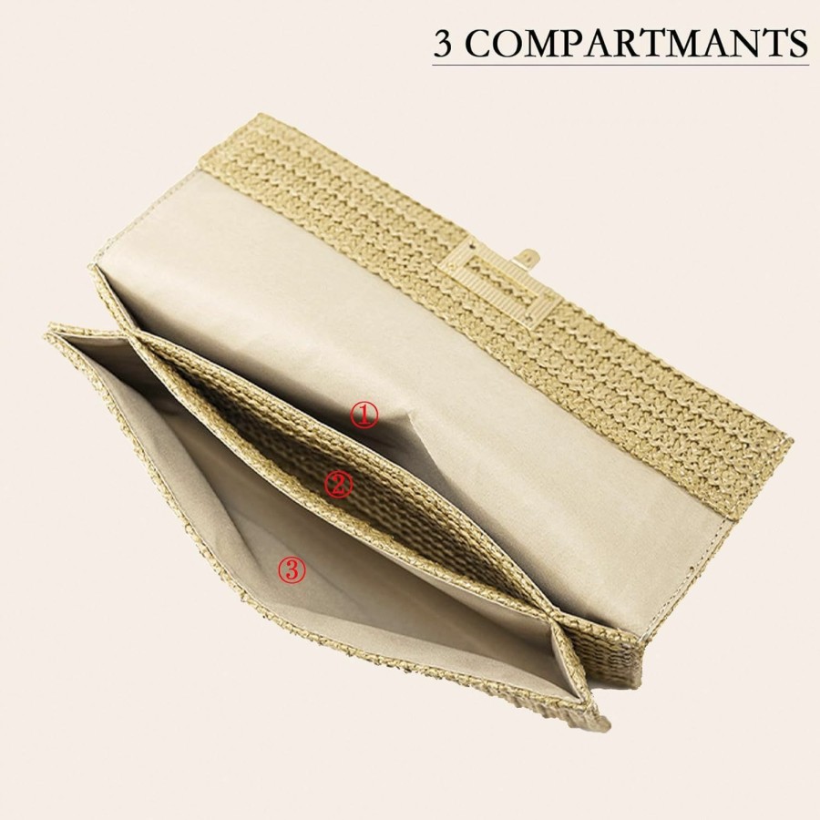 Buric Buric Straw Clutch Purse,Summer Woven Beach Clutch,Straws Envelope Handbags For Women Raffia Wicker Purses For Vacation Sand Shoulder Handbags