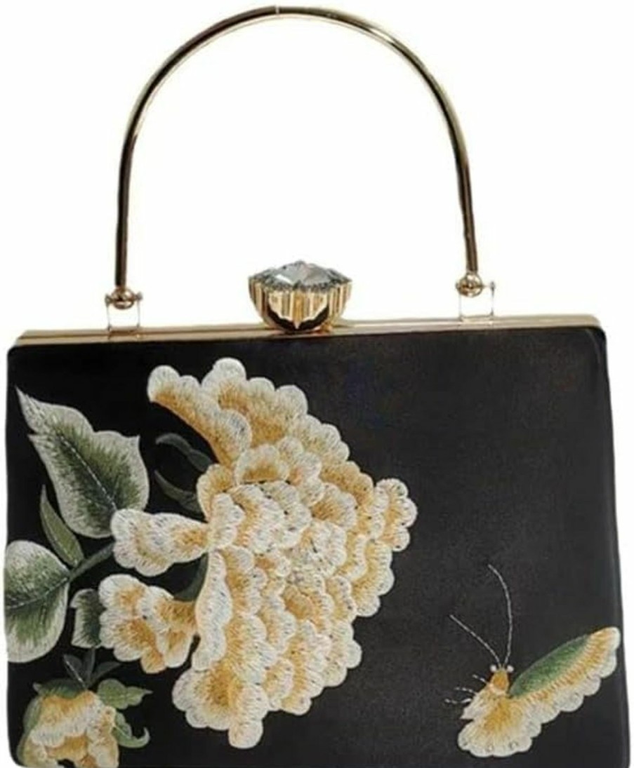 AININTON Aininton Women Embroidered Bag Silk Shoulder Bag Rectangle Handbag Crossbody Bag For Wedding Party Banquet Shoulder Handbags