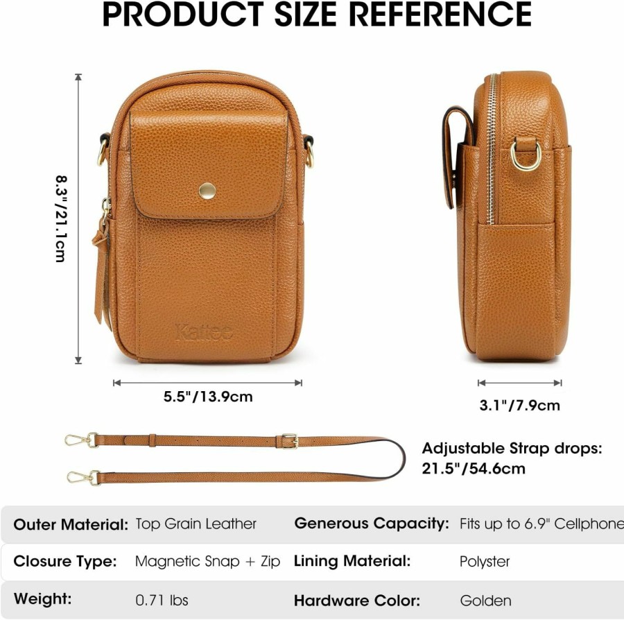 Kattee Kattee Crossbody Bags For Women Trendy, Leather Cell Phone Bag For Women, Vintage Small Shoulder Purse With Card Slots Shoulder Handbags